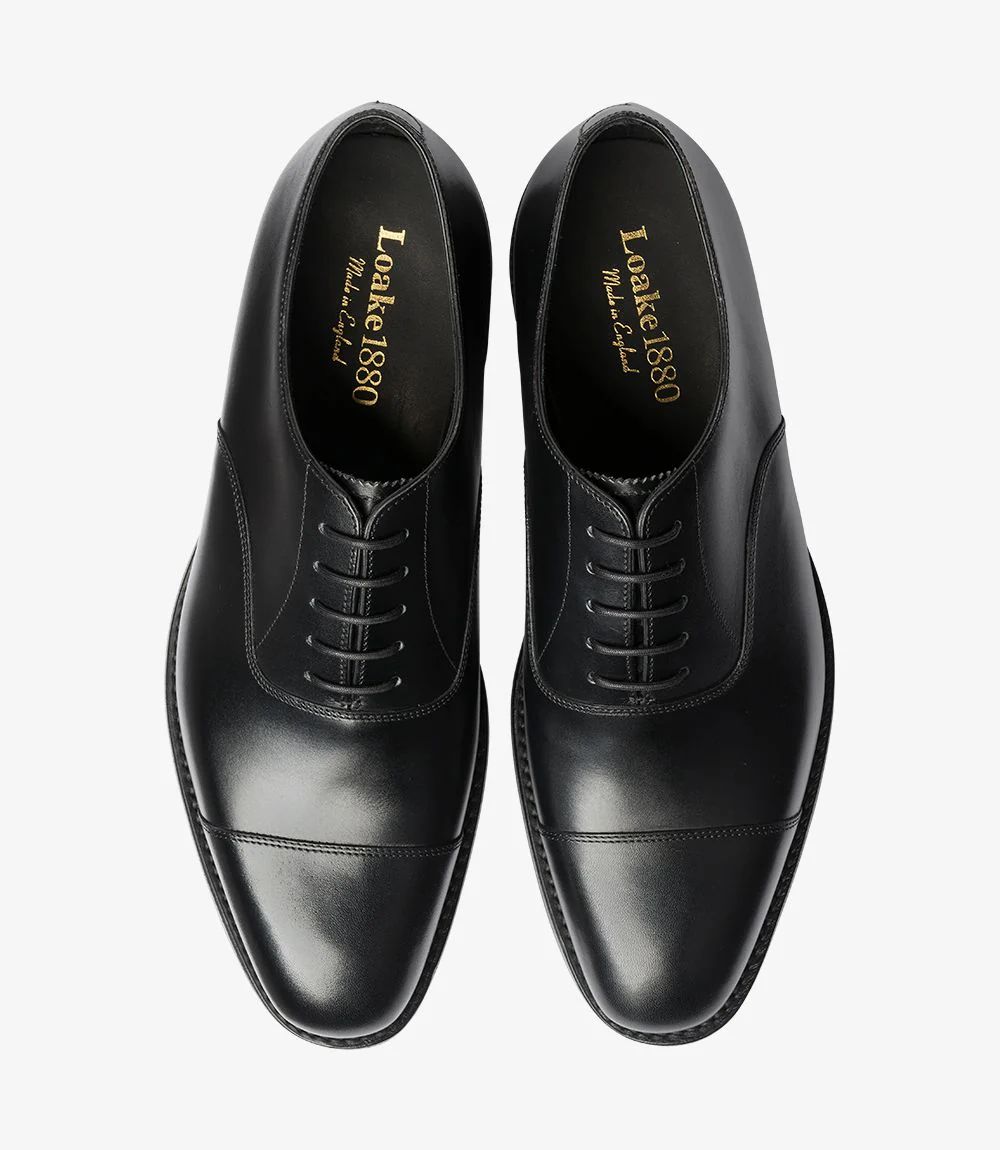 Loake Men's Aldwych Black Calf Rubber Sole